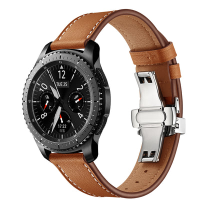 22mm Genuine Leather Watch Strap Replacement for Samsung Gear S3 Classic / Gear S3 Frontier