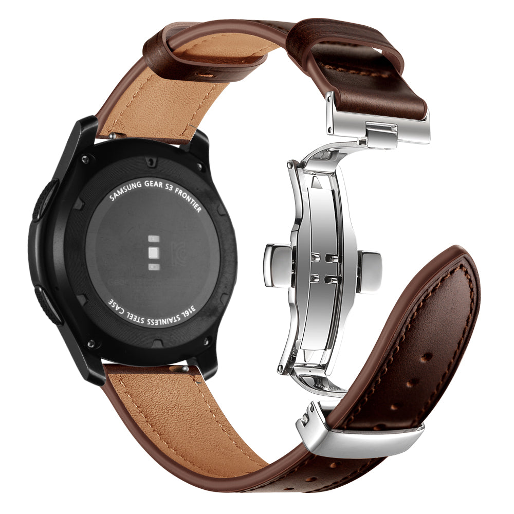 22mm Genuine Leather Watch Strap Replacement for Samsung Gear S3 Classic / Gear S3 Frontier