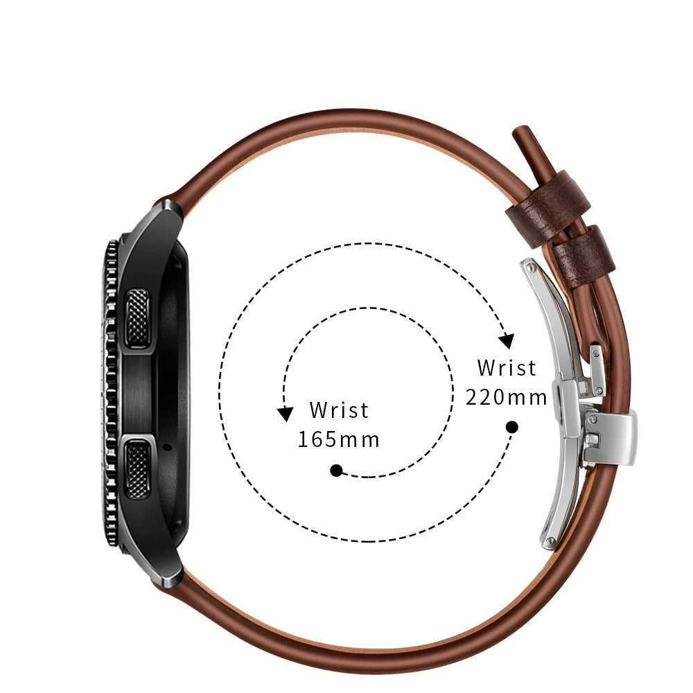 22mm Genuine Leather Watch Strap Replacement for Samsung Gear S3 Classic / Gear S3 Frontier