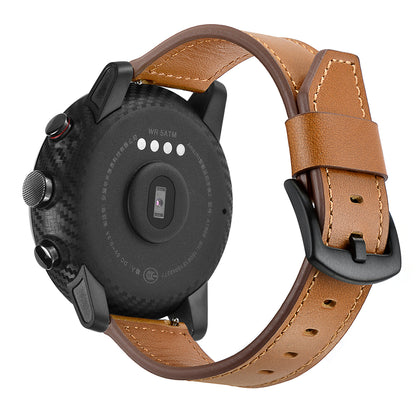 22mm Knife Tail Top Layer Cowhide Leather Watch Band for Huami Amazfit Smartwatch 1st / 2nd