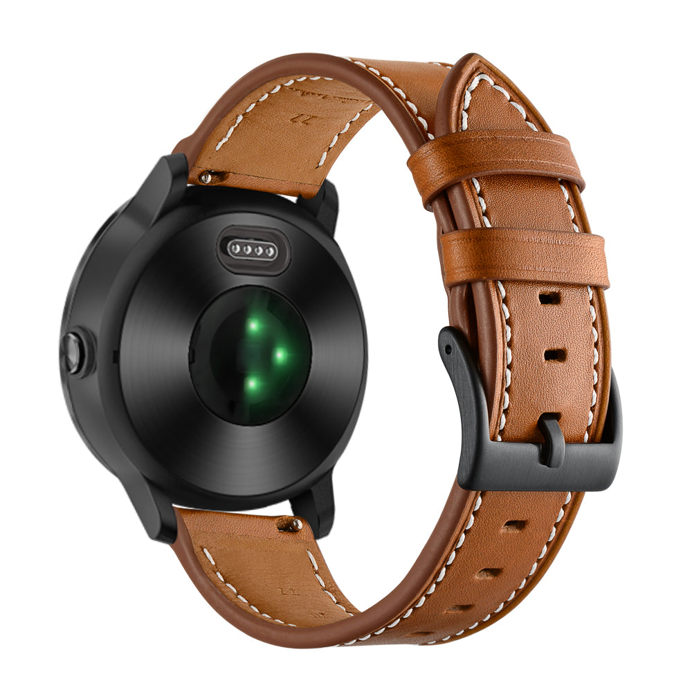 20mm Top-layer Genuine Leather Watch Strap Replacement for Garmin Vivoactive 3/Vivomove HR