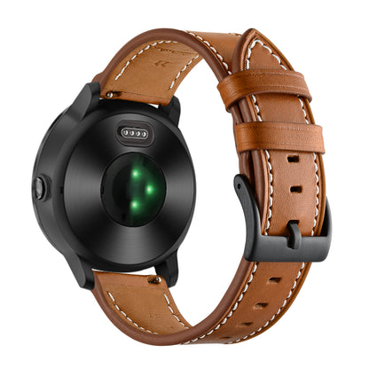 20mm Top-layer Genuine Leather Watch Strap Replacement for Garmin Vivoactive 3/Vivomove HR