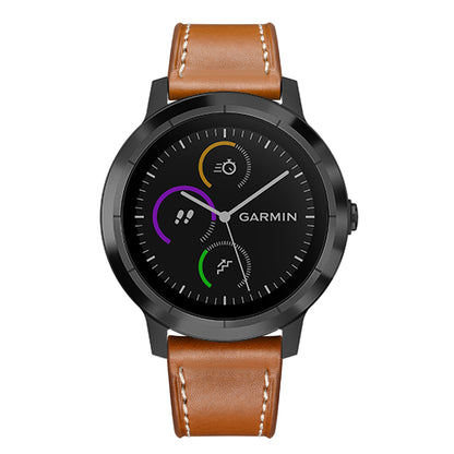 20mm Top-layer Genuine Leather Watch Strap Replacement for Garmin Vivoactive 3/Vivomove HR