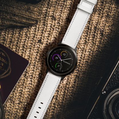 20mm Top-layer Genuine Leather Watch Strap Replacement for Garmin Vivoactive 3/Vivomove HR