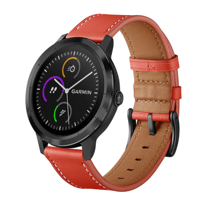20mm Top-layer Genuine Leather Watch Strap Replacement for Garmin Vivoactive 3/Vivomove HR