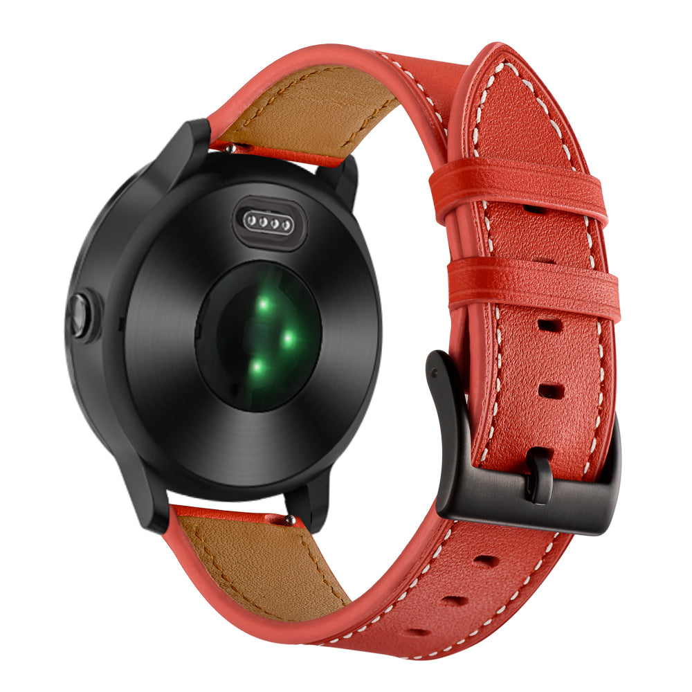 20mm Top-layer Genuine Leather Watch Strap Replacement for Garmin Vivoactive 3/Vivomove HR
