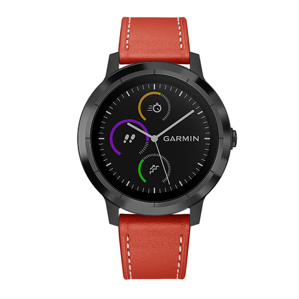 20mm Top-layer Genuine Leather Watch Strap Replacement for Garmin Vivoactive 3/Vivomove HR