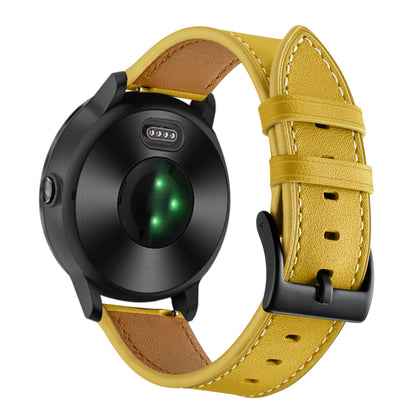 20mm Top-layer Genuine Leather Watch Strap Replacement for Garmin Vivoactive 3/Vivomove HR