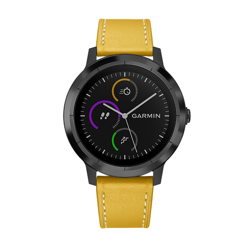 20mm Top-layer Genuine Leather Watch Strap Replacement for Garmin Vivoactive 3/Vivomove HR