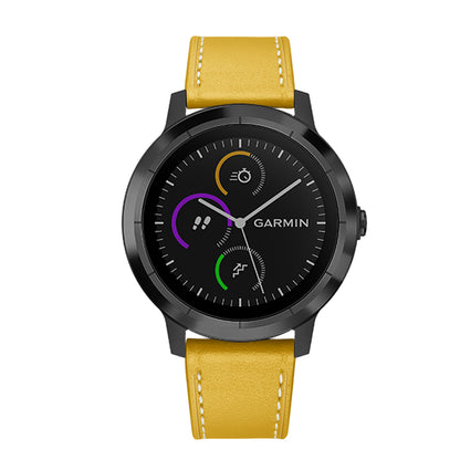 20mm Top-layer Genuine Leather Watch Strap Replacement for Garmin Vivoactive 3/Vivomove HR