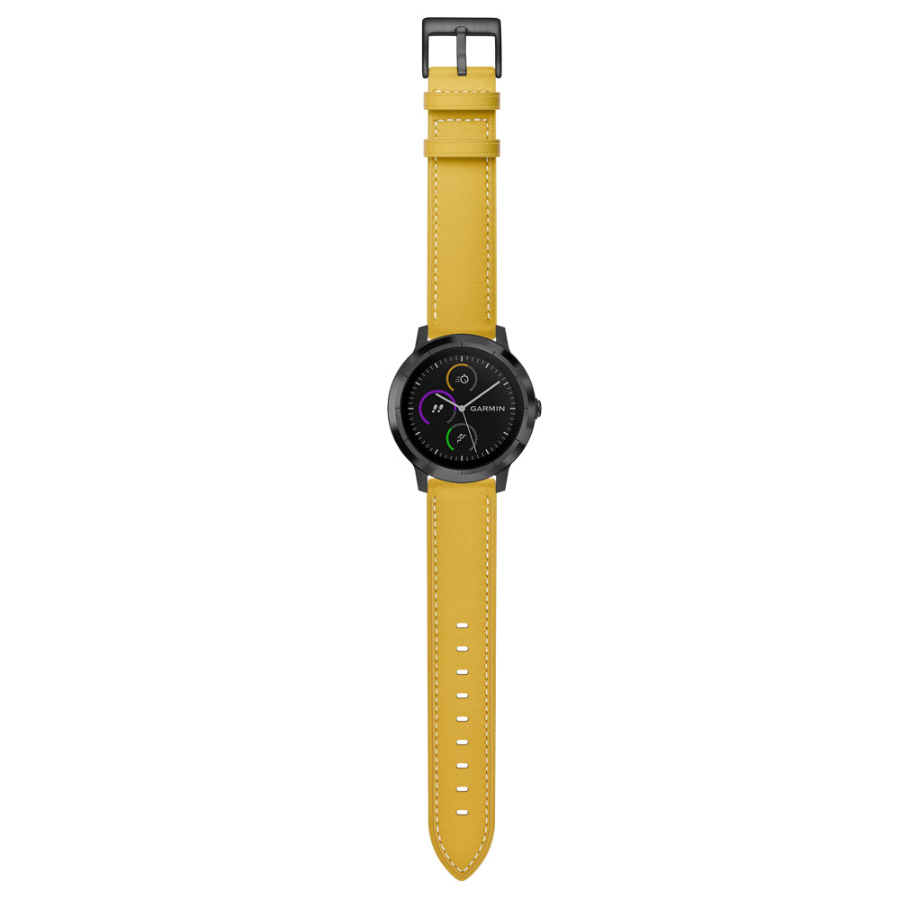 20mm Top-layer Genuine Leather Watch Strap Replacement for Garmin Vivoactive 3/Vivomove HR