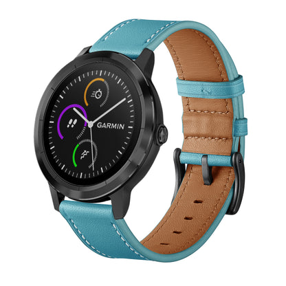 20mm Top-layer Genuine Leather Watch Strap Replacement for Garmin Vivoactive 3/Vivomove HR