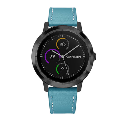 20mm Top-layer Genuine Leather Watch Strap Replacement for Garmin Vivoactive 3/Vivomove HR