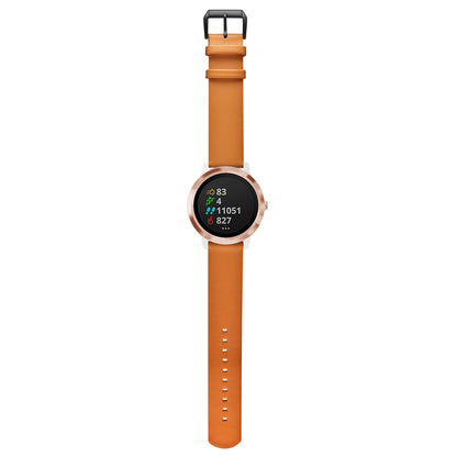 20mm Round Tail Genuine Leather Watch Band Replacement Strap for Garmin Vivoactive 3/Vivomove HR