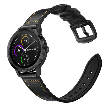 20mm Genuine Leather Coated Silicone Smart Watch Strap for Garmin Vivoactive 3/Vivomove HR
