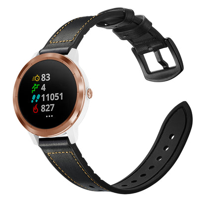 20mm Genuine Leather Coated Silicone Smart Watch Strap for Garmin Vivoactive 3/Vivomove HR