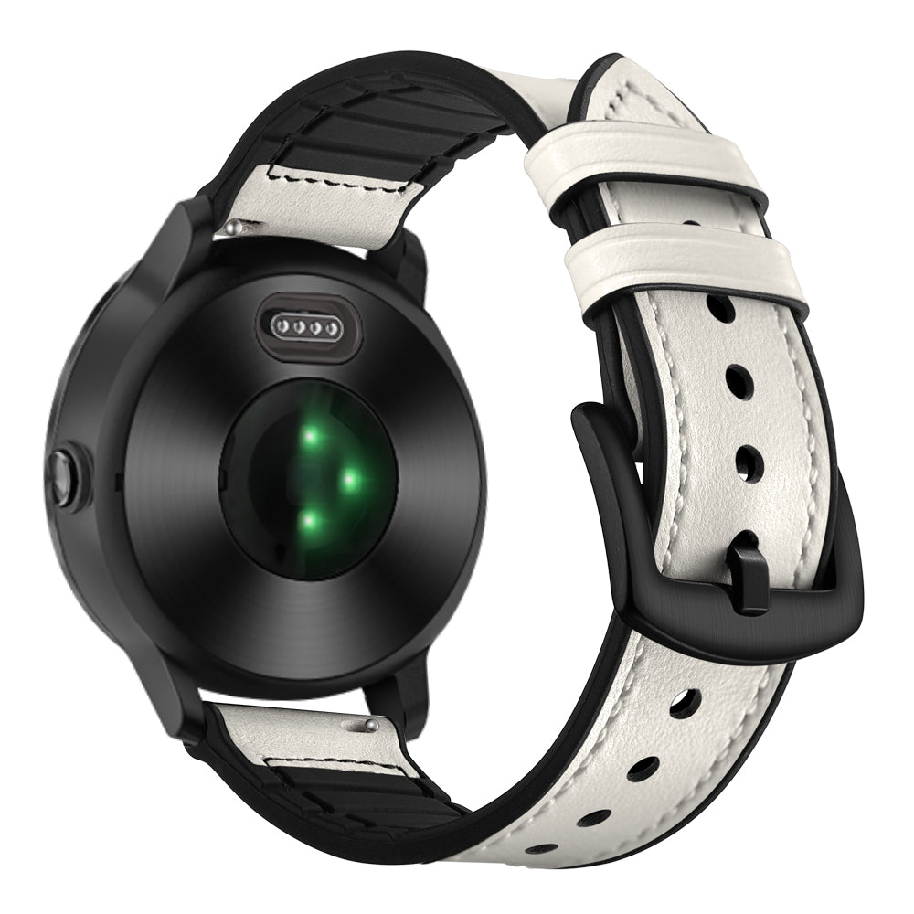 20mm Genuine Leather Coated Silicone Smart Watch Strap for Garmin Vivoactive 3/Vivomove HR
