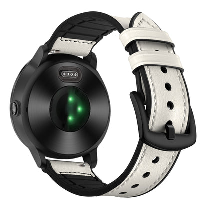 20mm Genuine Leather Coated Silicone Smart Watch Strap for Garmin Vivoactive 3/Vivomove HR