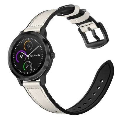 20mm Genuine Leather Coated Silicone Smart Watch Strap for Garmin Vivoactive 3/Vivomove HR