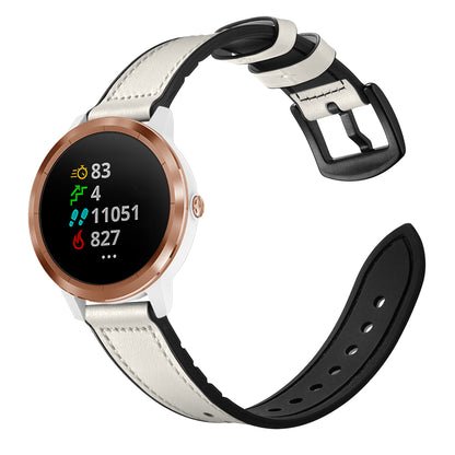 20mm Genuine Leather Coated Silicone Smart Watch Strap for Garmin Vivoactive 3/Vivomove HR