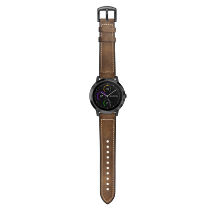 20mm Genuine Leather Coated Silicone Smart Watch Strap for Garmin Vivoactive 3/Vivomove HR