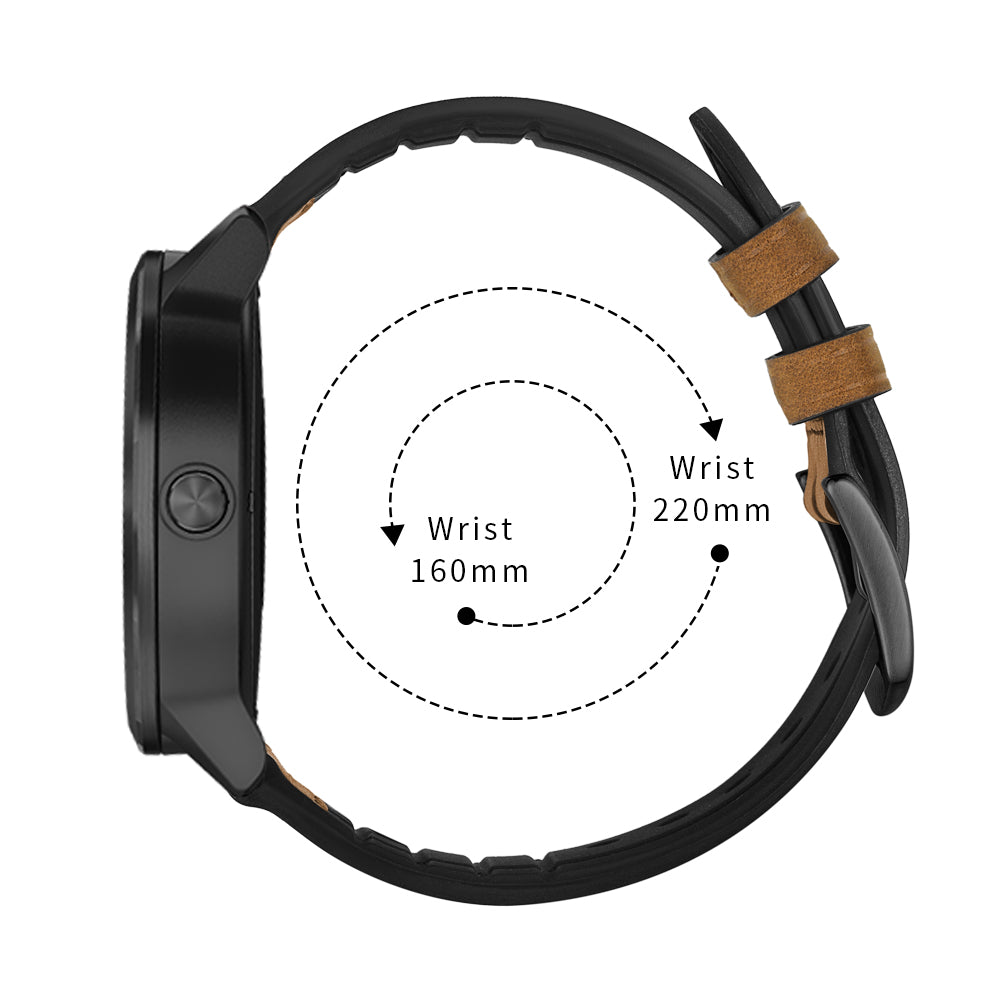 20mm Genuine Leather Coated Silicone Smart Watch Strap for Garmin Vivoactive 3/Vivomove HR