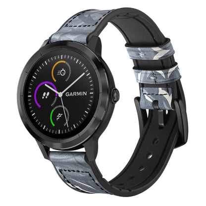 20mm Genuine Leather Coated Silicone Smart Watch Strap for Garmin Vivoactive 3/Vivomove HR