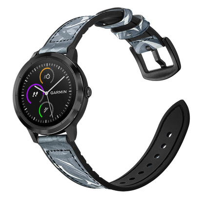 20mm Genuine Leather Coated Silicone Smart Watch Strap for Garmin Vivoactive 3/Vivomove HR