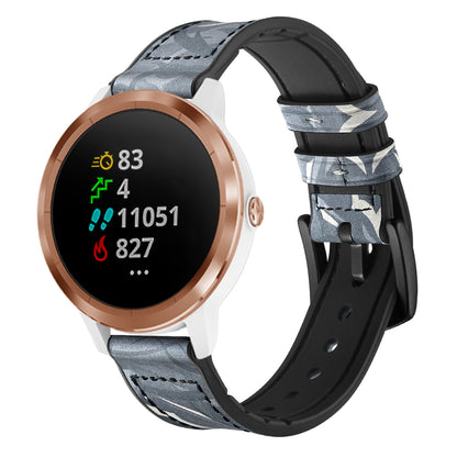 20mm Genuine Leather Coated Silicone Smart Watch Strap for Garmin Vivoactive 3/Vivomove HR