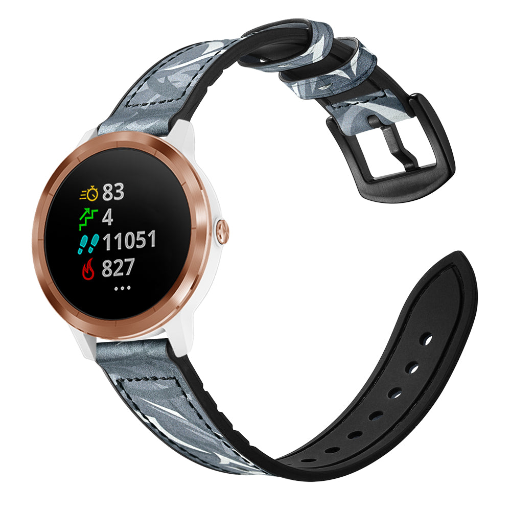 20mm Genuine Leather Coated Silicone Smart Watch Strap for Garmin Vivoactive 3/Vivomove HR