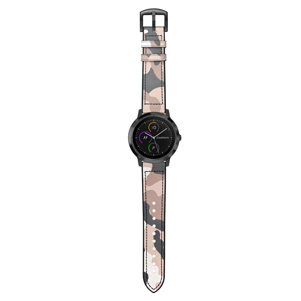 20mm Genuine Leather Coated Silicone Smart Watch Strap for Garmin Vivoactive 3/Vivomove HR