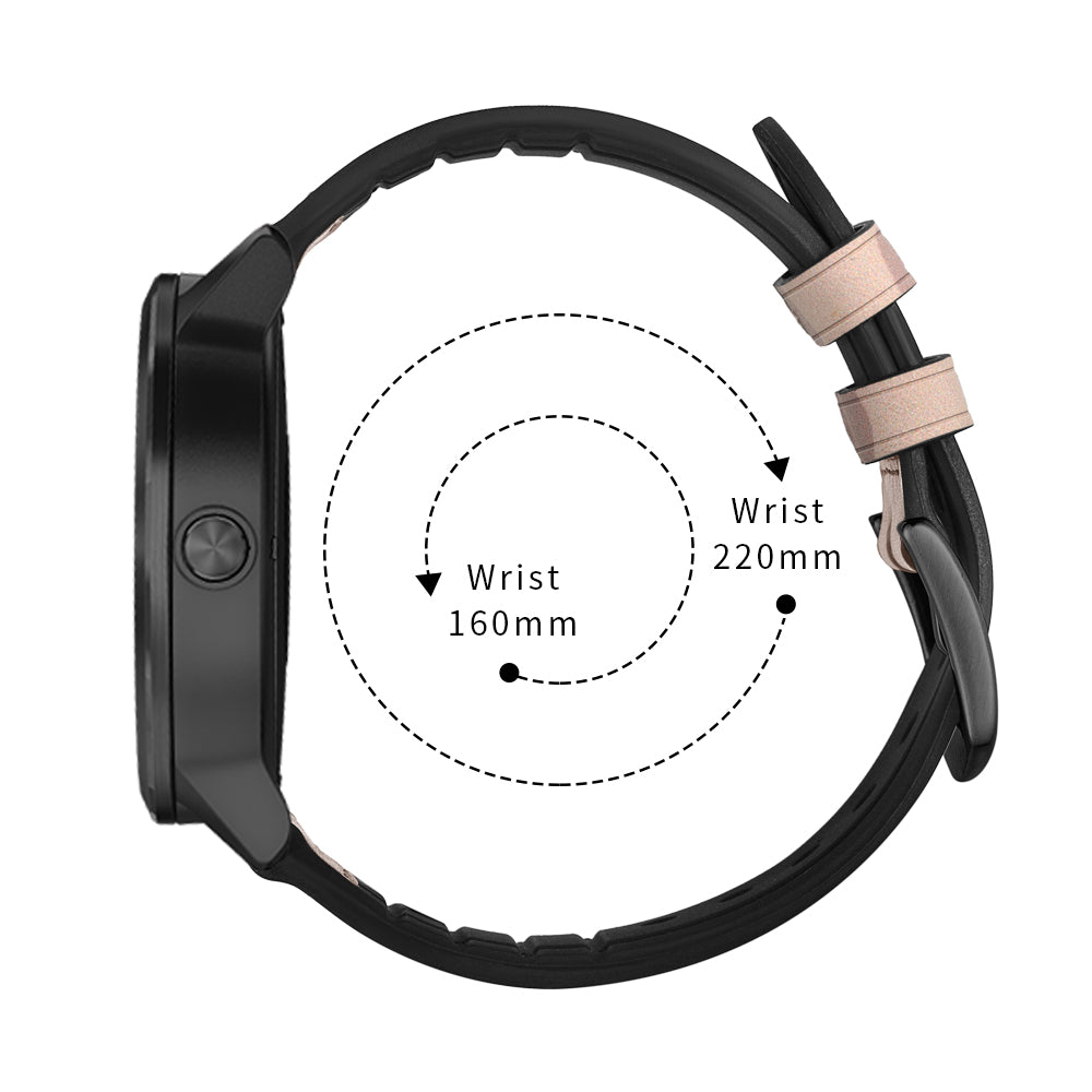 20mm Genuine Leather Coated Silicone Smart Watch Strap for Garmin Vivoactive 3/Vivomove HR