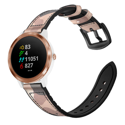 20mm Genuine Leather Coated Silicone Smart Watch Strap for Garmin Vivoactive 3/Vivomove HR
