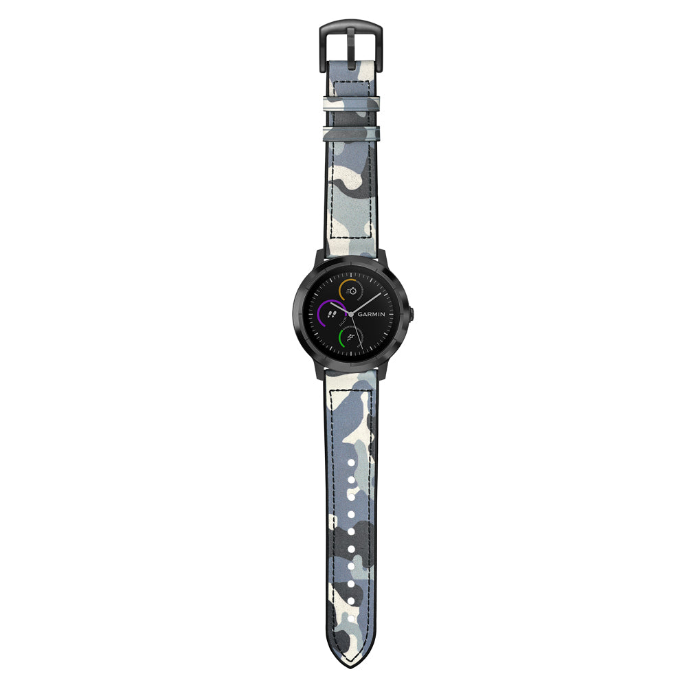 20mm Genuine Leather Coated Silicone Smart Watch Strap for Garmin Vivoactive 3/Vivomove HR