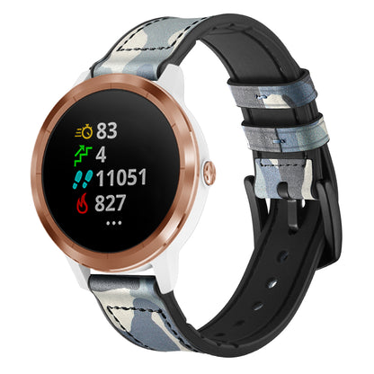 20mm Genuine Leather Coated Silicone Smart Watch Strap for Garmin Vivoactive 3/Vivomove HR