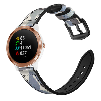 20mm Genuine Leather Coated Silicone Smart Watch Strap for Garmin Vivoactive 3/Vivomove HR