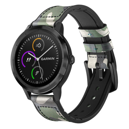 20mm Genuine Leather Coated Silicone Smart Watch Strap for Garmin Vivoactive 3/Vivomove HR