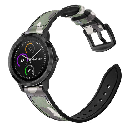 20mm Genuine Leather Coated Silicone Smart Watch Strap for Garmin Vivoactive 3/Vivomove HR