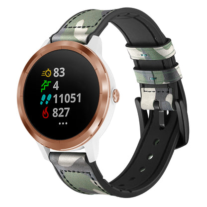 20mm Genuine Leather Coated Silicone Smart Watch Strap for Garmin Vivoactive 3/Vivomove HR