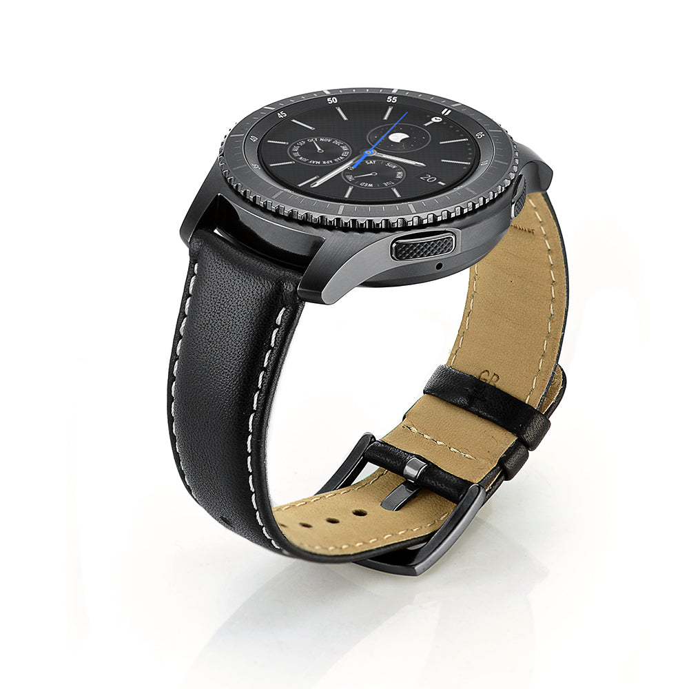22mm Genuine Leather Smart Watchband Strap Replacement for Samsung Gear S3 Classic/Gear S3 Frontier