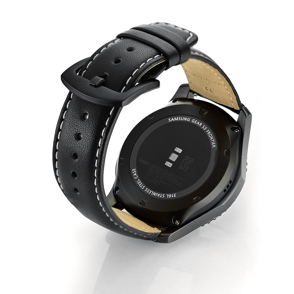 22mm Genuine Leather Smart Watchband Strap Replacement for Samsung Gear S3 Classic/Gear S3 Frontier