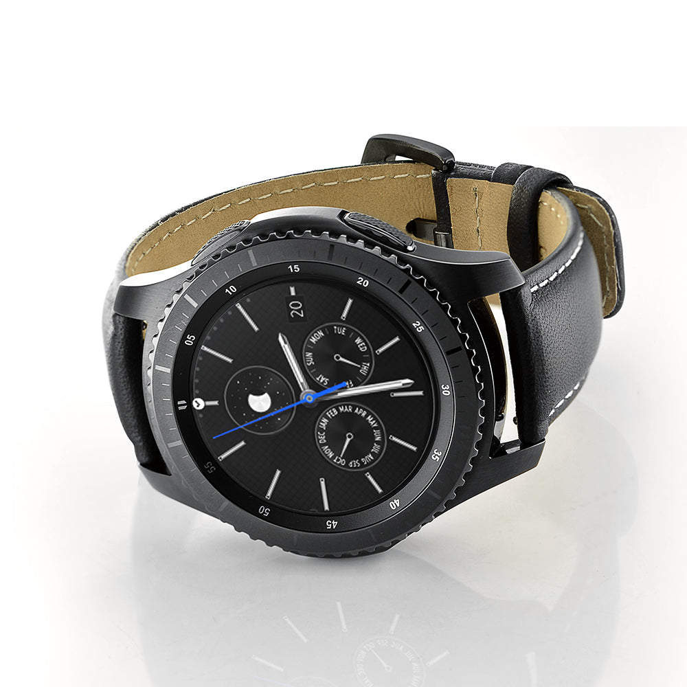 22mm Genuine Leather Smart Watchband Strap Replacement for Samsung Gear S3 Classic/Gear S3 Frontier