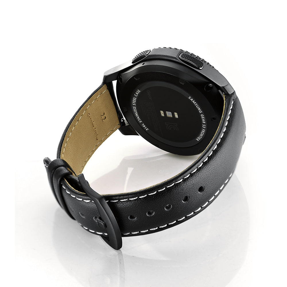 22mm Genuine Leather Smart Watchband Strap Replacement for Samsung Gear S3 Classic/Gear S3 Frontier