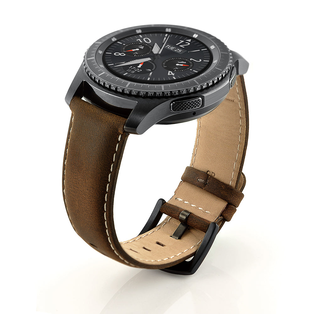 22mm Genuine Leather Smart Watchband Strap Replacement for Samsung Gear S3 Classic/Gear S3 Frontier