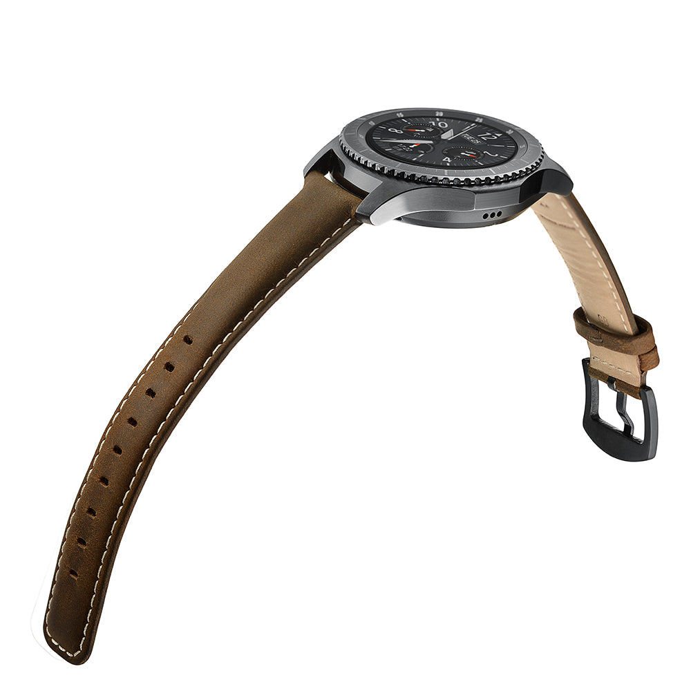 22mm Genuine Leather Smart Watchband Strap Replacement for Samsung Gear S3 Classic/Gear S3 Frontier
