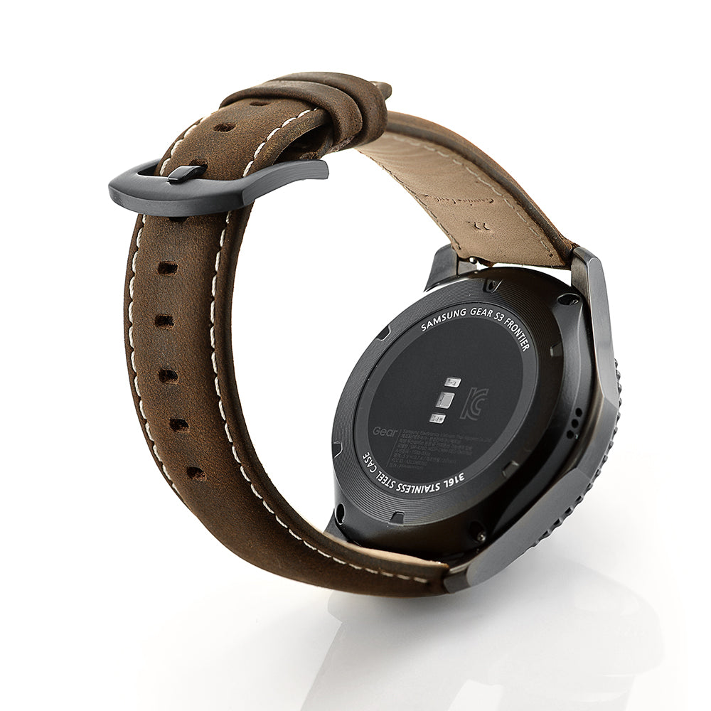 22mm Genuine Leather Smart Watchband Strap Replacement for Samsung Gear S3 Classic/Gear S3 Frontier