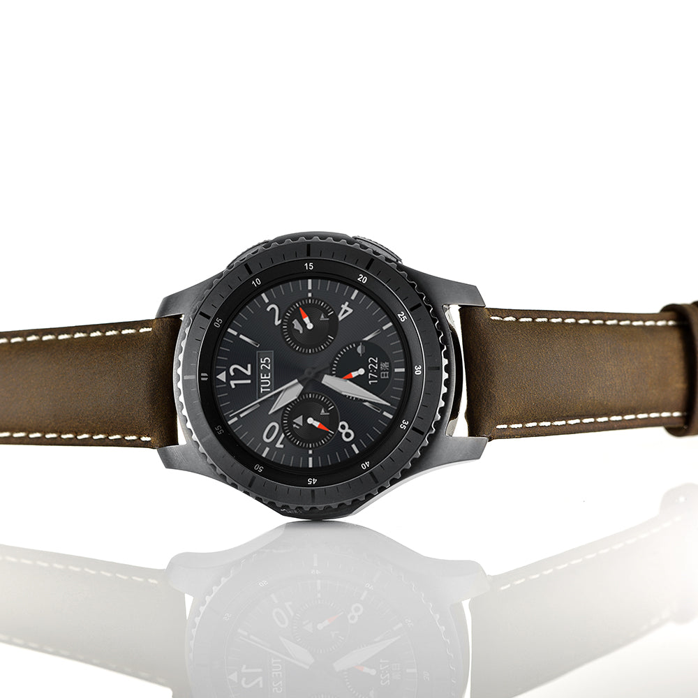 22mm Genuine Leather Smart Watchband Strap Replacement for Samsung Gear S3 Classic/Gear S3 Frontier
