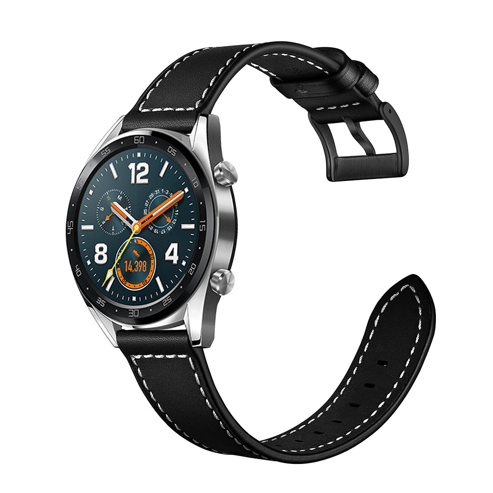 22mm Stitching Decor Genuine Leather Watch Strap Bracelet Wristband for Huawei Watch GT / Watch 2 / Watch Magic