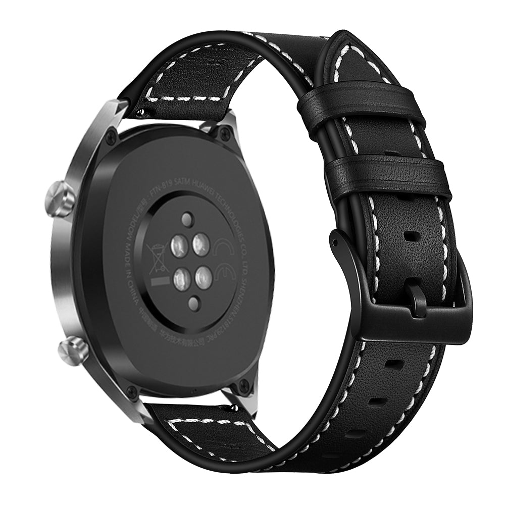 22mm Stitching Decor Genuine Leather Watch Strap Bracelet Wristband for Huawei Watch GT / Watch 2 / Watch Magic