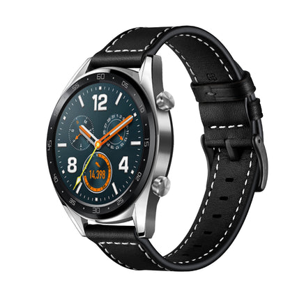 22mm Stitching Decor Genuine Leather Watch Strap Bracelet Wristband for Huawei Watch GT / Watch 2 / Watch Magic